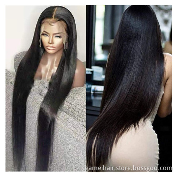 Natural Brazilian Cuticle Aligned  Bleached Knots  straight13*6 hd lace front wig 100% human hair  pre plucked  extensions